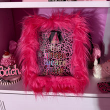 Load image into Gallery viewer, juicy inspired queen wears juicy pink faux fur frame wall decor
