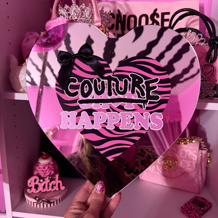 juicy inspired shit happens heart mirror wall decor