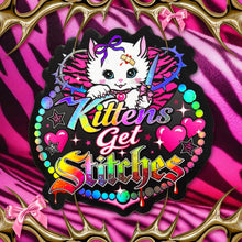Load image into Gallery viewer, Kittens Get Stitches Mcbling Kitty Cat Holo Sticker
