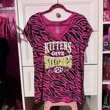 Load image into Gallery viewer, kittens give stitches pink zebra shirt top
