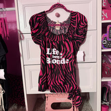 Load image into Gallery viewer, Life is better blonde pink zebra shirt top
