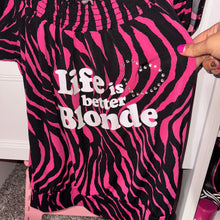 Load image into Gallery viewer, Life is better blonde pink zebra shirt top
