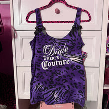 Load image into Gallery viewer, dude where’s the couture purple zebra tank top
