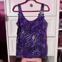 Load image into Gallery viewer, dude where’s the couture purple zebra tank top
