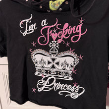 Load image into Gallery viewer, i’m a fucking princess black pink leopard hoodie crop top
