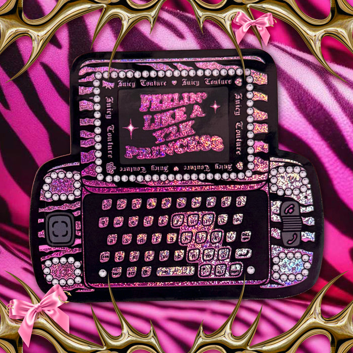 Feelin Like a Y2K Princess Zebra Juicy Sidekick Mcbling Holo Glitter Sticker