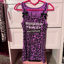Load image into Gallery viewer, myspace top 8 survivor purple leopard tank top
