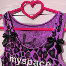 Load image into Gallery viewer, myspace top 8 survivor purple leopard tank top

