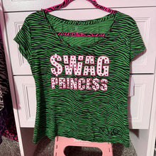 Load image into Gallery viewer, swag princess green zebra top
