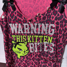 Load image into Gallery viewer, warning this kitten bites pink leopard tank top

