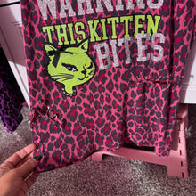 Load image into Gallery viewer, warning this kitten bites pink leopard tank top
