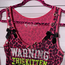 Load image into Gallery viewer, warning this kitten bites pink leopard tank top
