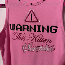 Load image into Gallery viewer, warning this kitten scratches pink tank top
