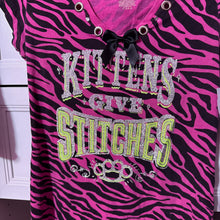 Load image into Gallery viewer, kittens give stitches pink zebra shirt top
