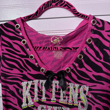 Load image into Gallery viewer, kittens give stitches pink zebra shirt top
