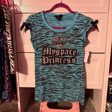 Load image into Gallery viewer, myspace princess blue zebra shirt top

