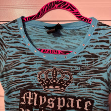 Load image into Gallery viewer, myspace princess blue zebra shirt top
