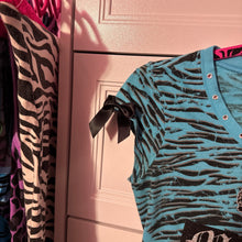 Load image into Gallery viewer, myspace princess blue zebra shirt top

