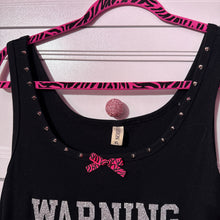 Load image into Gallery viewer, warning this kitten bites black tank top
