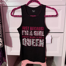 Load image into Gallery viewer, just because i’m a girl queen black tank top
