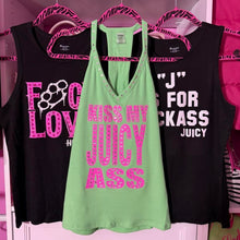 Load image into Gallery viewer, kiss my juicy ass green halter tank top
