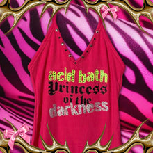 Load image into Gallery viewer, acid bath princess of the darkness pink halter tank top
