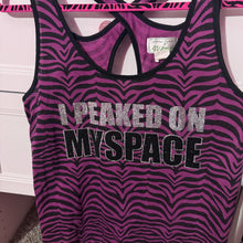 Load image into Gallery viewer, i peaked on myspace purple zebra tank top XL
