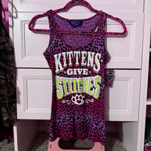 Load image into Gallery viewer, DISCOUNTED kittens give stitches pink leopard tank top Large
