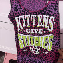 Load image into Gallery viewer, DISCOUNTED kittens give stitches pink leopard tank top Large
