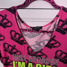 Load image into Gallery viewer, just because i’m a girl crown print hot pink shirt top Large
