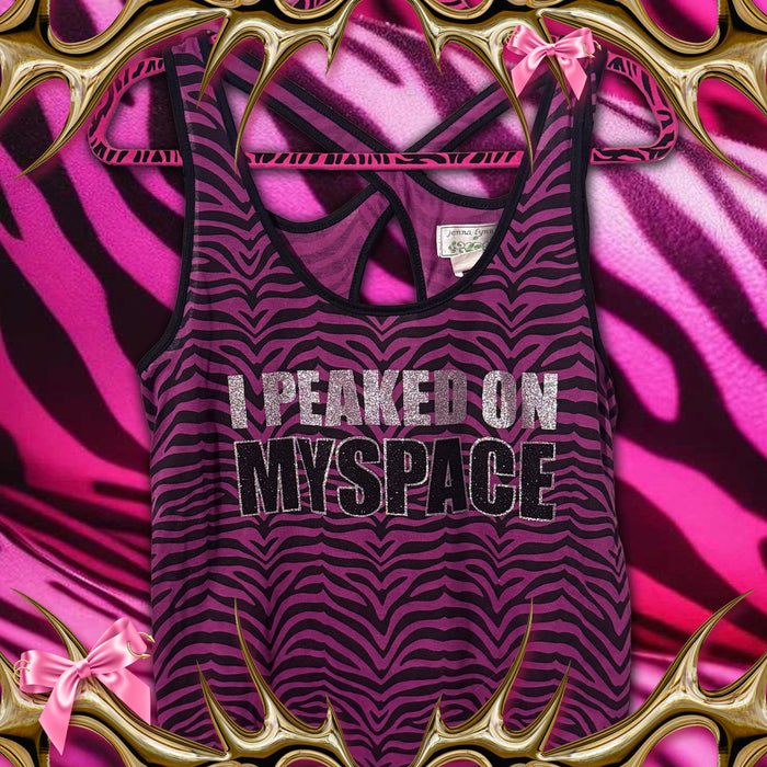 i peaked on myspace purple zebra tank top XL