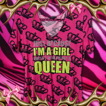 Load image into Gallery viewer, just because i’m a girl crown print hot pink shirt top Large
