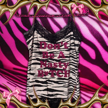 Load image into Gallery viewer, don’t be a nasty bitch zebra lace tank top XL
