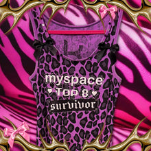 Load image into Gallery viewer, myspace top 8 survivor purple leopard tank top
