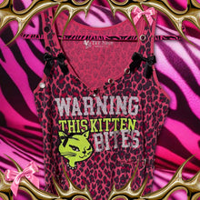 Load image into Gallery viewer, warning this kitten bites pink leopard tank top
