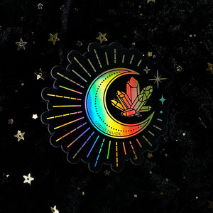 Holographic Gold Moon Crystal Sticker