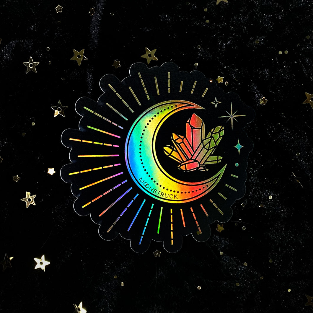 Holographic Gold Moon Crystal Sticker