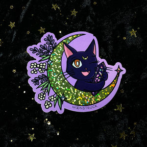 Glitter Crystal Luna Inspired Cat Sticker