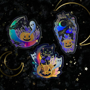 Set of 3 Crystal Halloween Holo Stickers