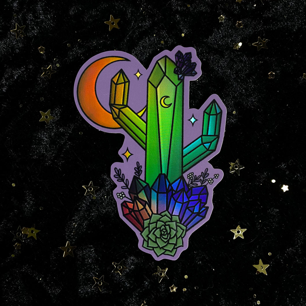 Holographic Crystal Cactus Sticker